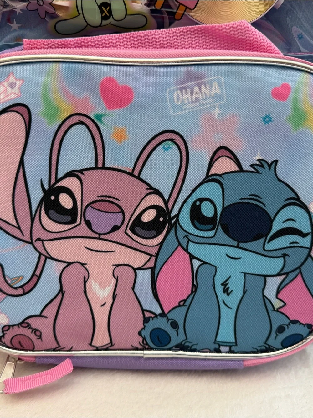Disney Stitch & Angel 5 Piece Backpack Set Lunch Bag Bottle Headphones
